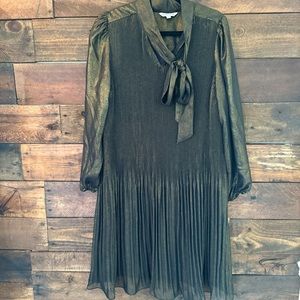 Black Gold Midi Dress Nanette Lepore Long sleeves with bow tie